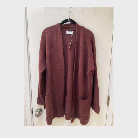NWT Old Navy Cozy-Knit Open Front Cardigan Sweater; Purple Plum; Medium - Picture 5 of 7
